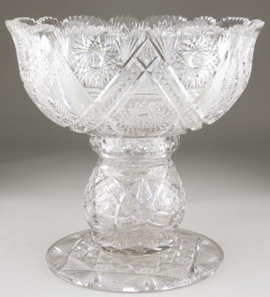 Appraisal: American Brilliant Period Cut Glass Punch Bowl on bulbous stand