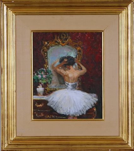 Appraisal: Ballerina looking into the mirror oil on canvas x SLL