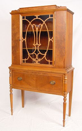 Appraisal: 's SHERATON STYLE MAHOGANY CHINA CABINET Matching sideboard at lot