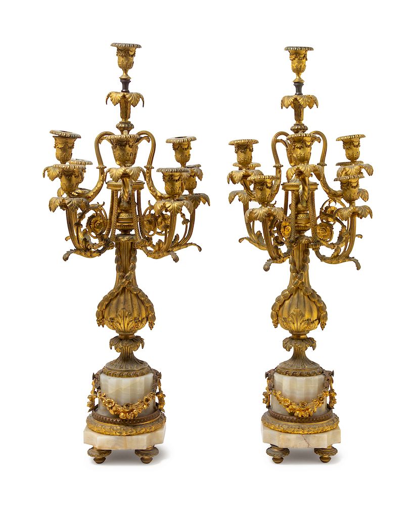 Appraisal: A Pair of Louis XVI Style Gilt Bronze and Onyx