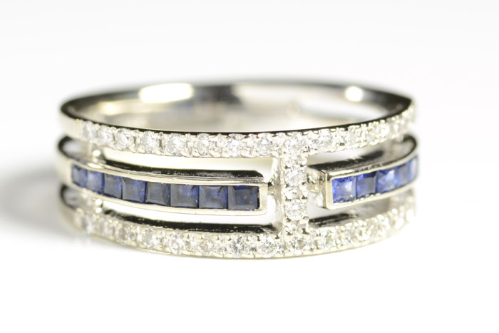 Appraisal: ART DECO STYLE SAPPHIRE AND DIAMOND RING k white gold