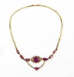 Appraisal: A silver gilt amethyst and seed pearl necklace length approximately