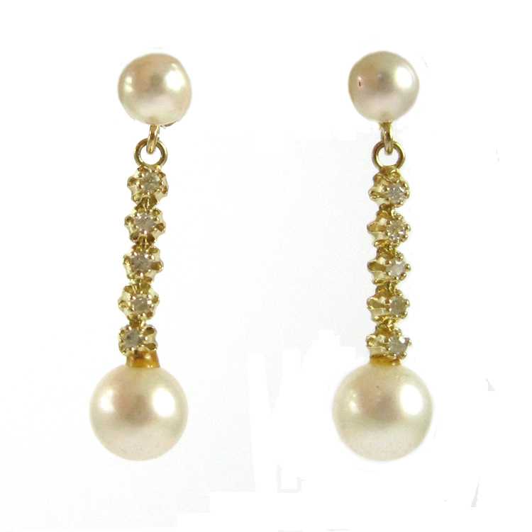 Appraisal: PAIR OF PEARL AND DIAMOND EARRINGS each with a white