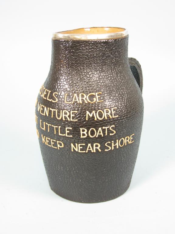 Appraisal: A Doulton Slaters patent simulated leather Ale Flagon in the