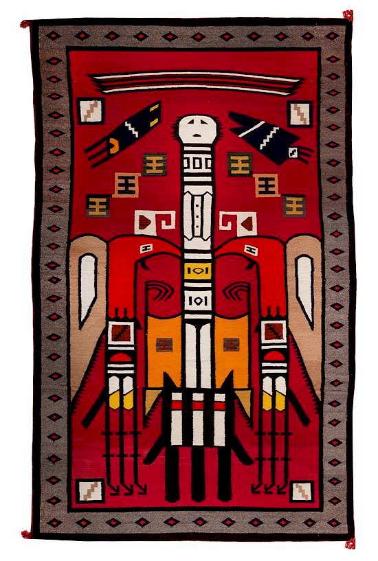 Appraisal: Navajo Pictorial Thunderbird Rug x inches Navajo Pictorial Thunderbird Rug