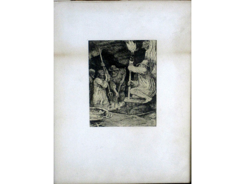 Appraisal: WILLIAM STRANG RP RE RA Etching 'Spearing Fish' initialled on