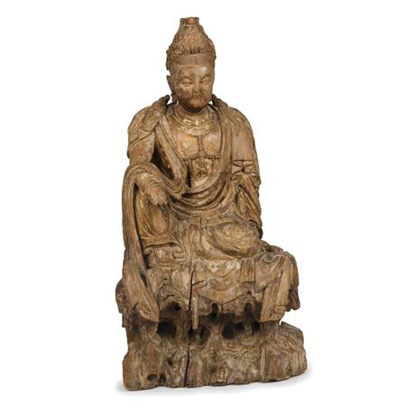 Appraisal: Yuan Ming Dynasty Wood Figure of Guanyin Estimate -