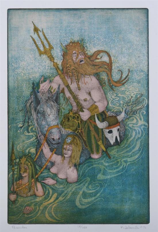 Appraisal: CHARLES KLABUNDE American b POSEIDON signed dated ' titled and