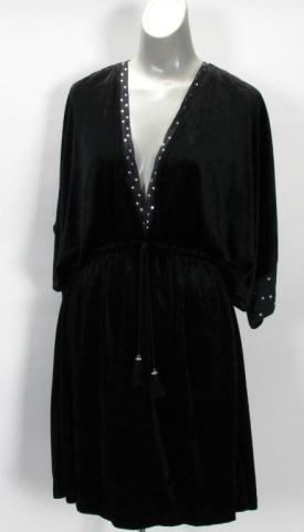 Appraisal: Juicy Couture black velvet draped ''Dolman'' dress V-neck with rhinestone