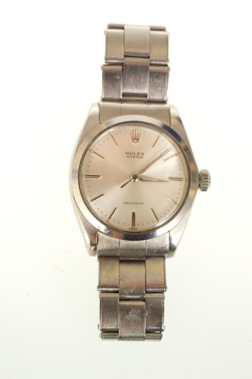 Appraisal: ROLEX OYSTER STAINLESS STEEL GENTLEMAN'S WRIST WATCH baton numerals silvered