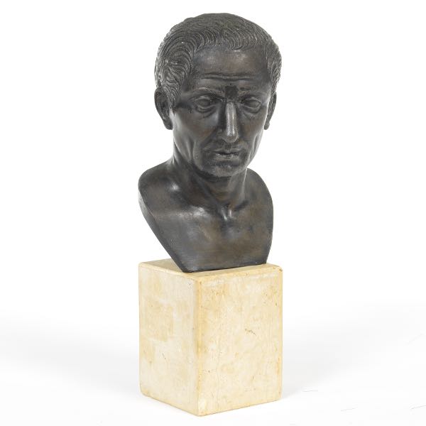 Appraisal: Bronze Bust of Julius Ceasar x x Patinated bronze bust