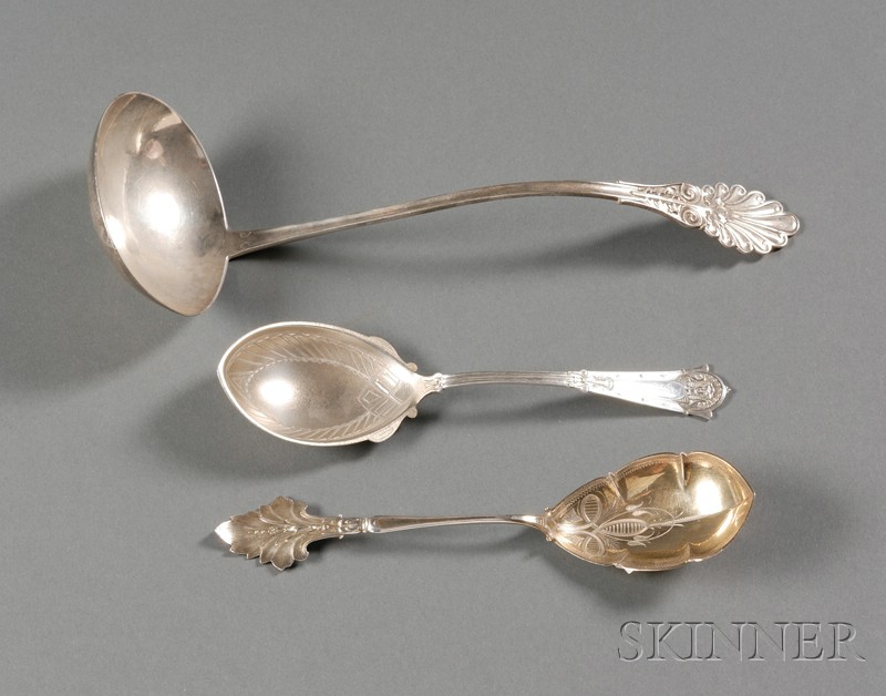 Appraisal: Three Egyptian Revival Silver Flatware Items third quarter th century