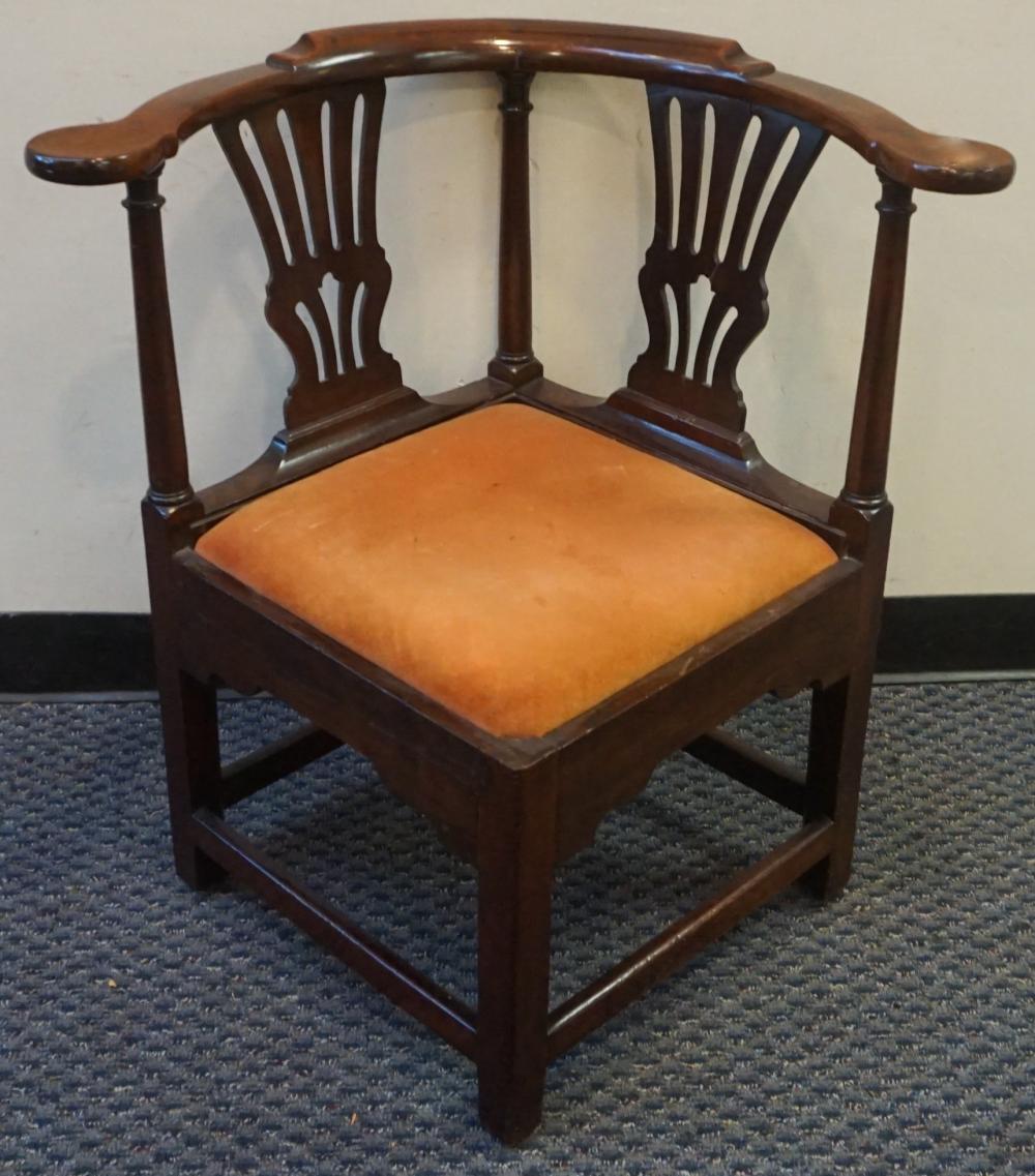 Appraisal: George III Style Mahogany Corner Armchair