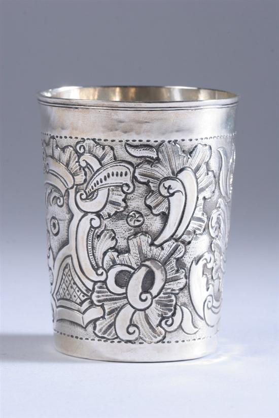 Appraisal: RUSSIAN SILVER REPOUSS VODKA CUP A Gildebrand Moscow Body with