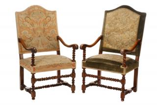 Appraisal: Two Louis XIII Style Barley Twist Chairs French late th