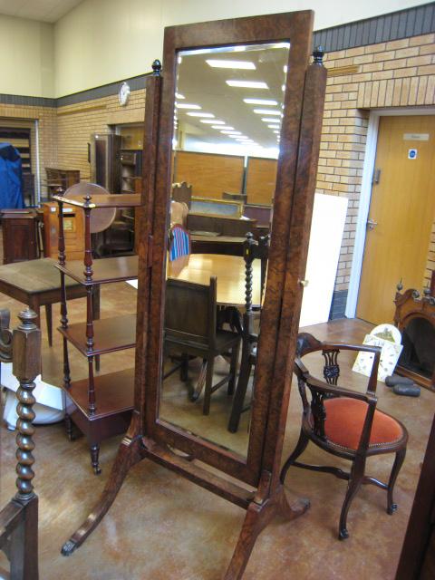 Appraisal: A Regency style walnut Robing Mirror with rectangular plate on