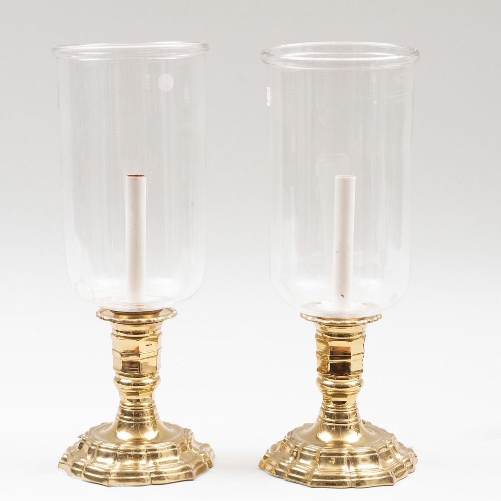 Appraisal: Pair of Louis XIV Style Gilt-Metal and Glass Photophores Electrified