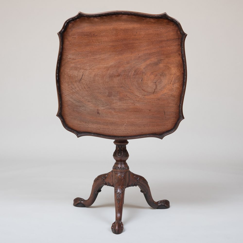 Appraisal: George III Carved Mahogany Tilt Top Tea Table x x