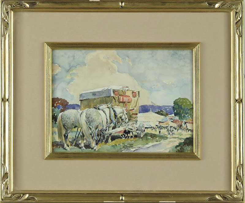 Appraisal: WALTER KRAWIEC American - THE CIRCUS Fine watercolor scene shows