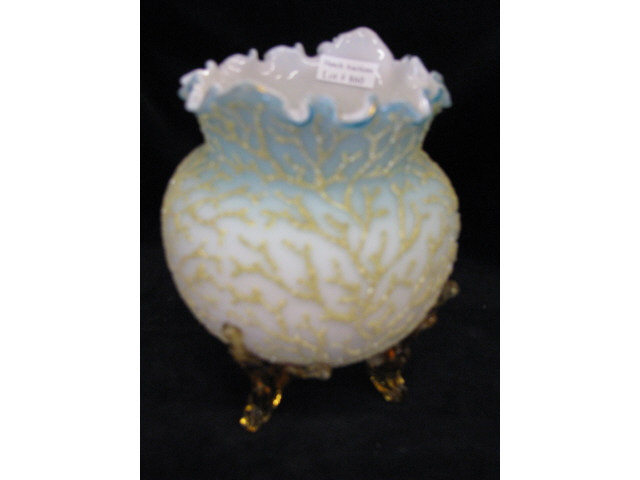 Appraisal: Mt Washington Coralene Art Glass Vase yellow seaweed pattern on