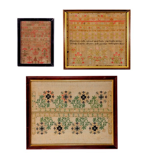 Appraisal: Floral Needlework Two th C Schoolgirl Samplers Lot Needlework and