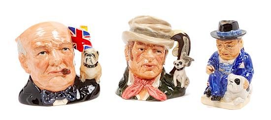 Appraisal: A Group of Three Bulldog Mugs Height of tallest inches