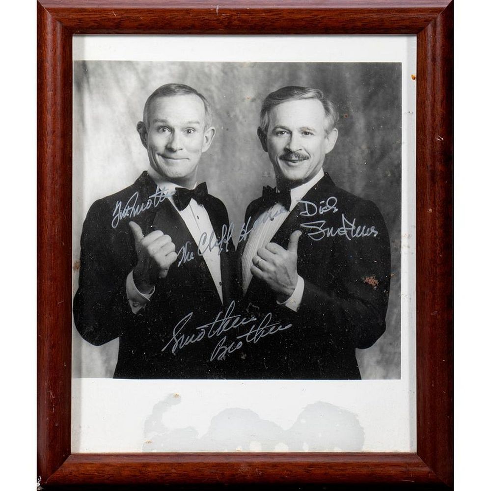 Appraisal: Smothers Brothers Original autographed inscribed photograph Size x Condition Showing