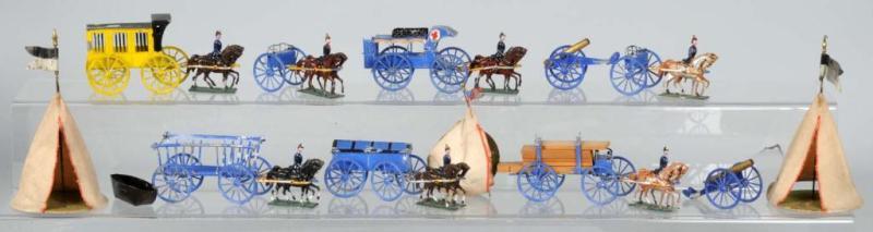 Appraisal: Lot of Lead Tin Toy Soldier Caisson Pieces Description Includes