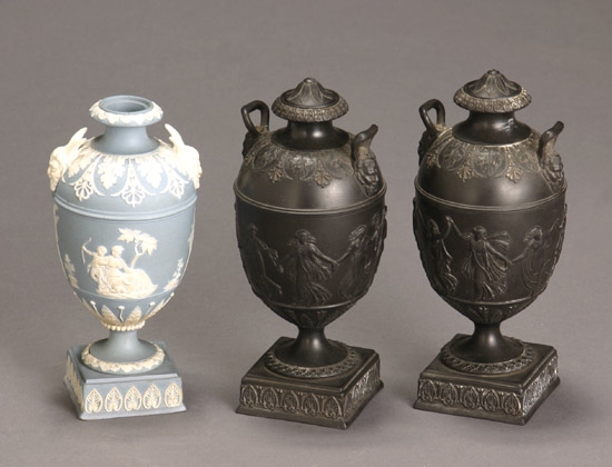 Appraisal: Group of Three Wedgwood Urns Mid- th Century Comprising a