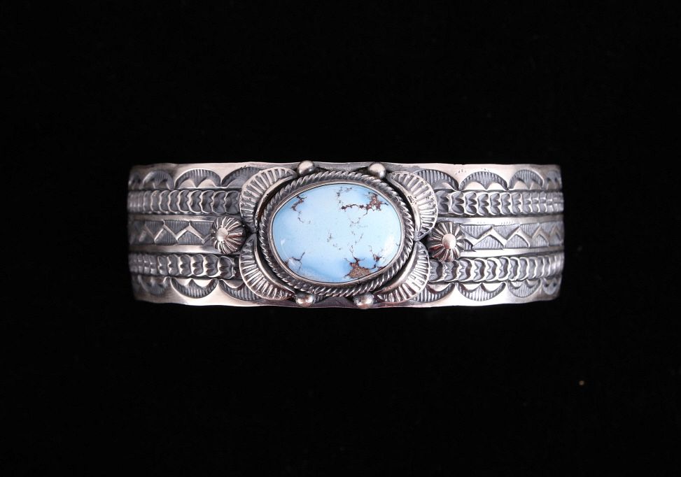 Appraisal: Navajo Golden Hills Turquoise Sterling Bracelet Included in this lot