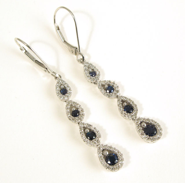 Appraisal: PAIR OF SAPPHIRE AND DIAMOND EARRINGS each k white gold