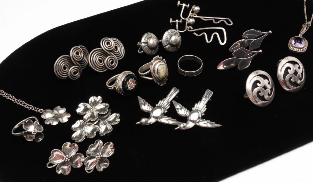 Appraisal: GROUP OF MOSTLY STERLING VINTAGE JEWELRY Mid-late th century Group