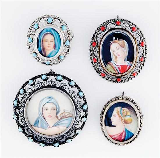 Appraisal: Continental portrait miniatures mounted as brooches early th century round