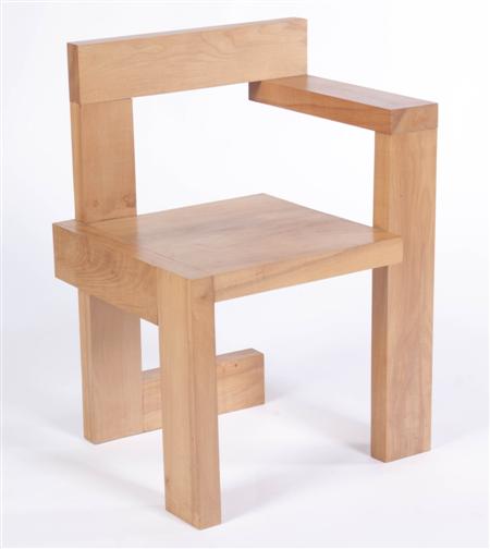 Appraisal: AFTER GERRIT THOMAS RIETVELD STELTMAN CHAIR MODERN DESIGNED wood geometric