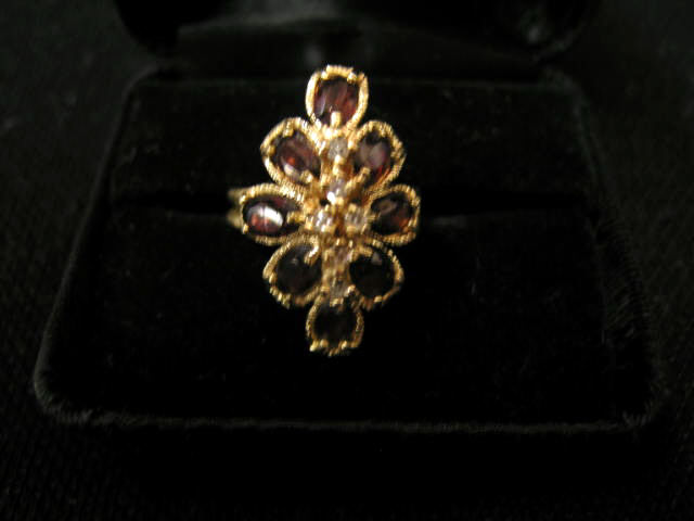 Appraisal: Garnet Diamond Ring oval gems and diamonds in k yellow