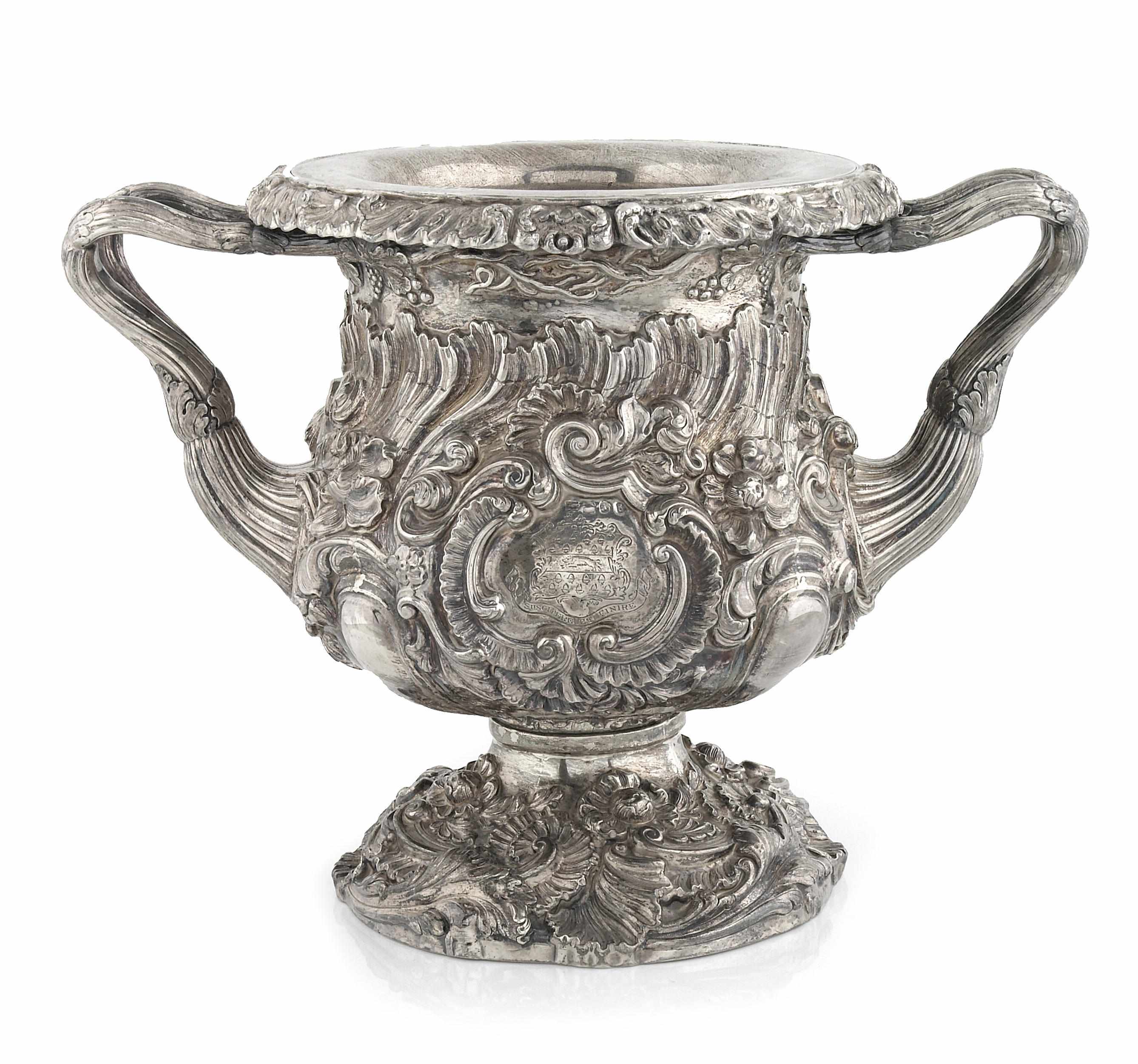 Appraisal: A George IV silver wine cooler Maker's mark rubbed probably