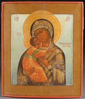 Appraisal: FINE RUSSIAN ICON VLADIMIRSKAYA CIRCA A FINE RUSSIAN ICON OF