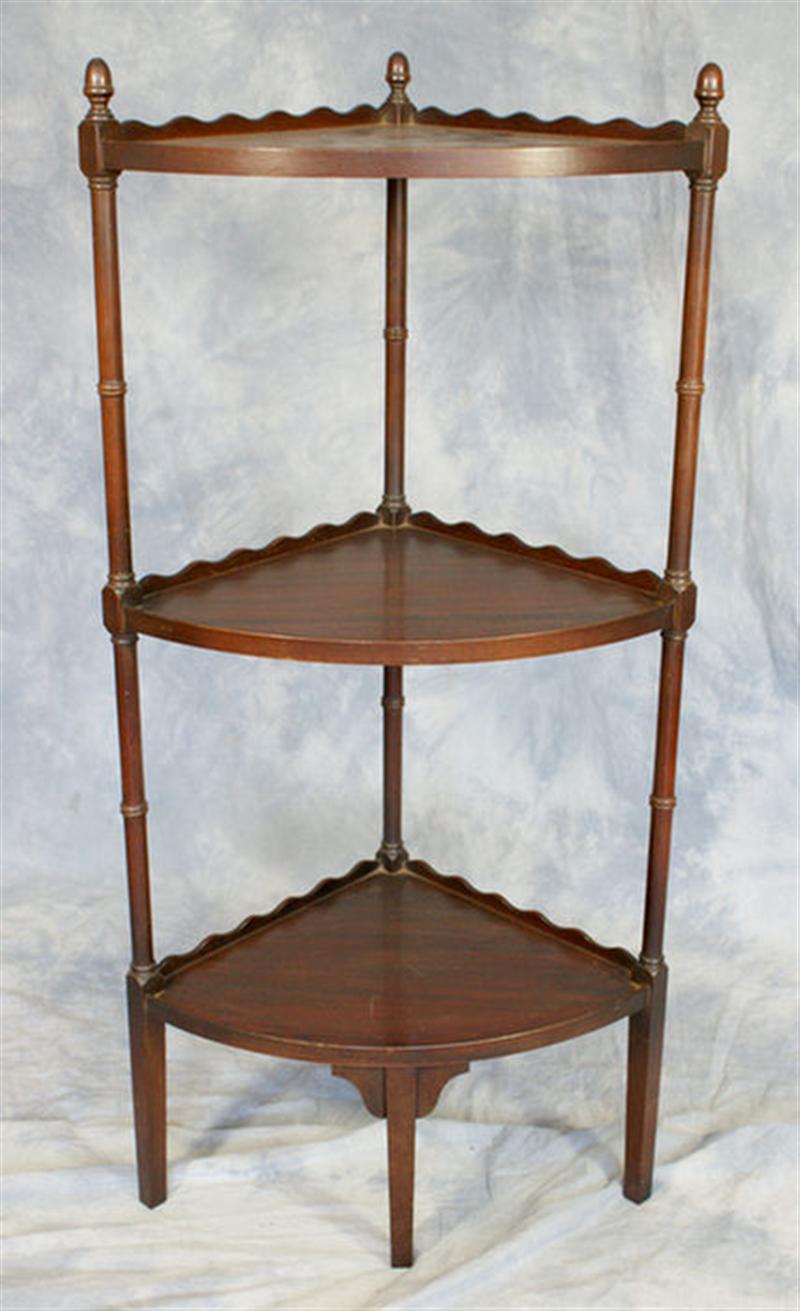 Appraisal: Mahogany Georgian style shelf corner curio h th c Estimate