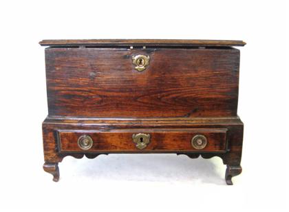 Appraisal: Walnut miniature lift-lid chest mid th century