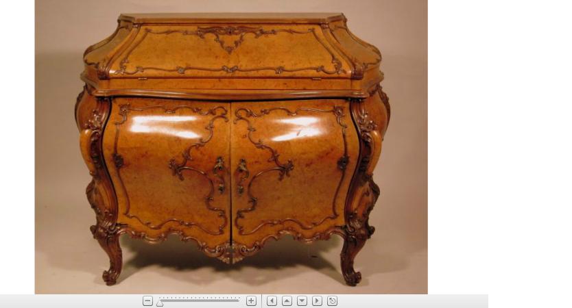 Appraisal: German burl walnut serpentine bombe commodeIn two parts the top