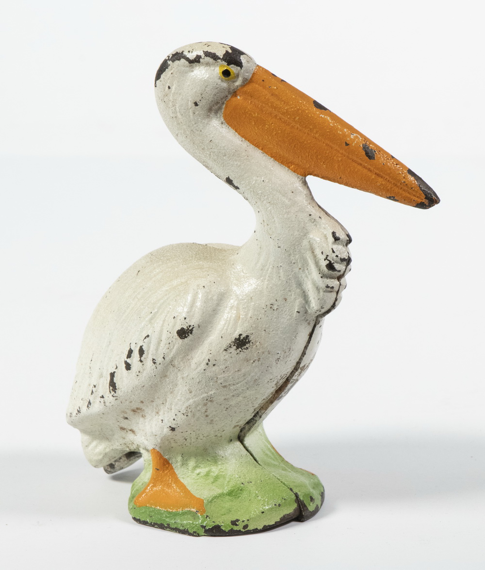 Appraisal: HUBLEY PELICAN STILL BANK s Era Painted Cast Iron Figural