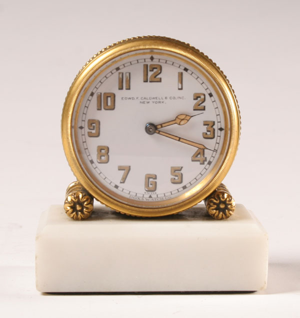 Appraisal: Bronze and marble desk clock made by Doxa Watch Co