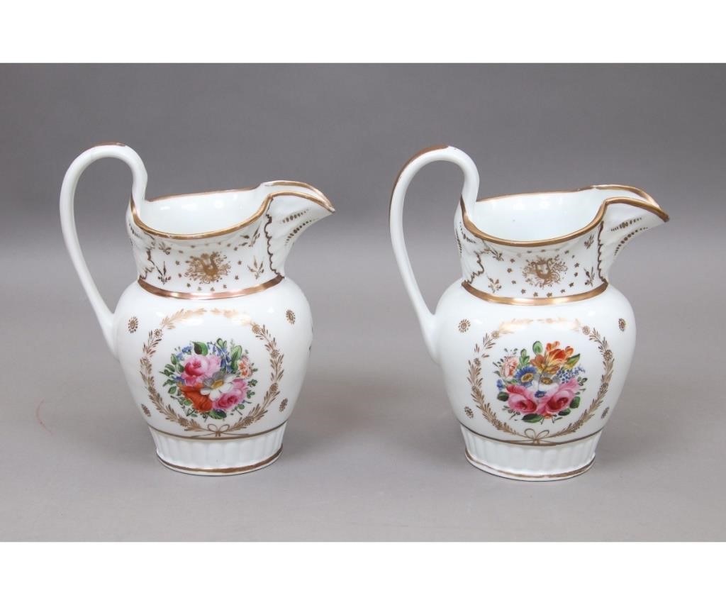 Appraisal: Rare pair of Philadelphia Tucker pitchers each decorated with similar