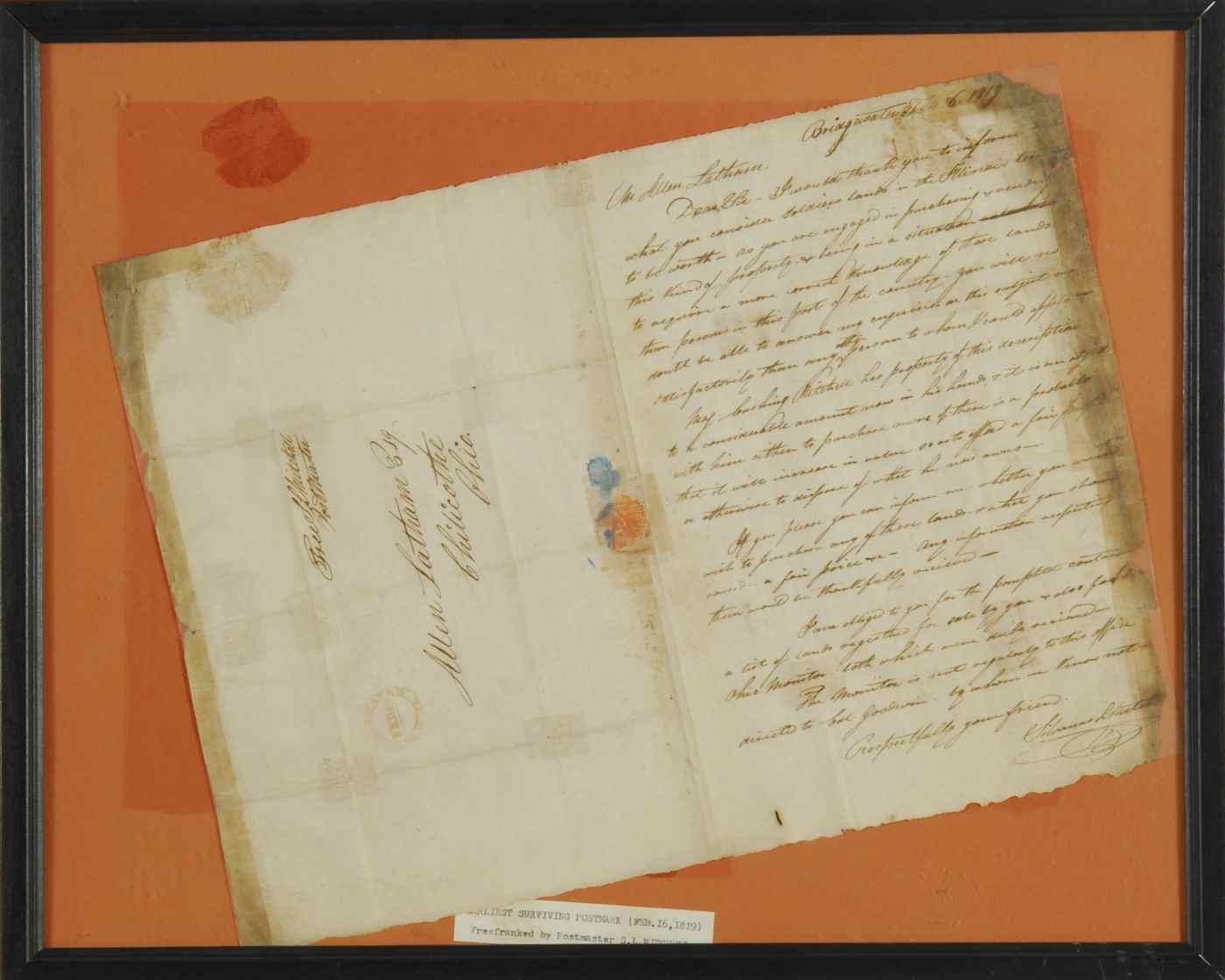 Appraisal: FRAMED HANDWRITTEN LETTERBridgewater Massachusetts February Regarding a possible land purchase