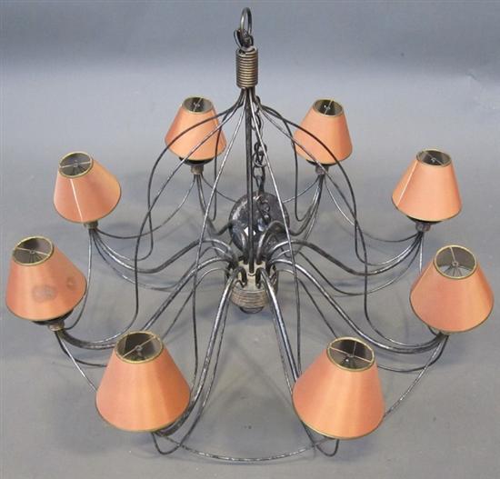 Appraisal: CHANDELIER A eight light wrought iron and wire chandelier