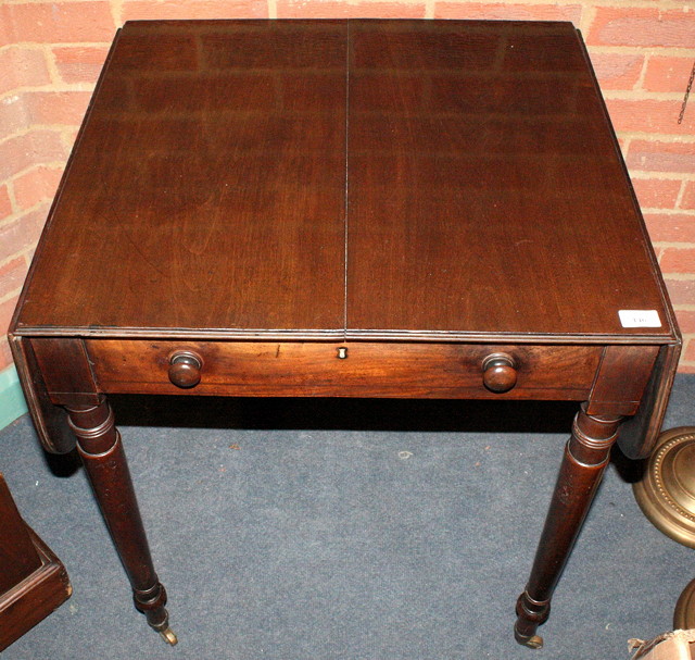 Appraisal: A TH CENTURY MAHOGANY TWO FLAP PEMBROKE TABLE with simulated