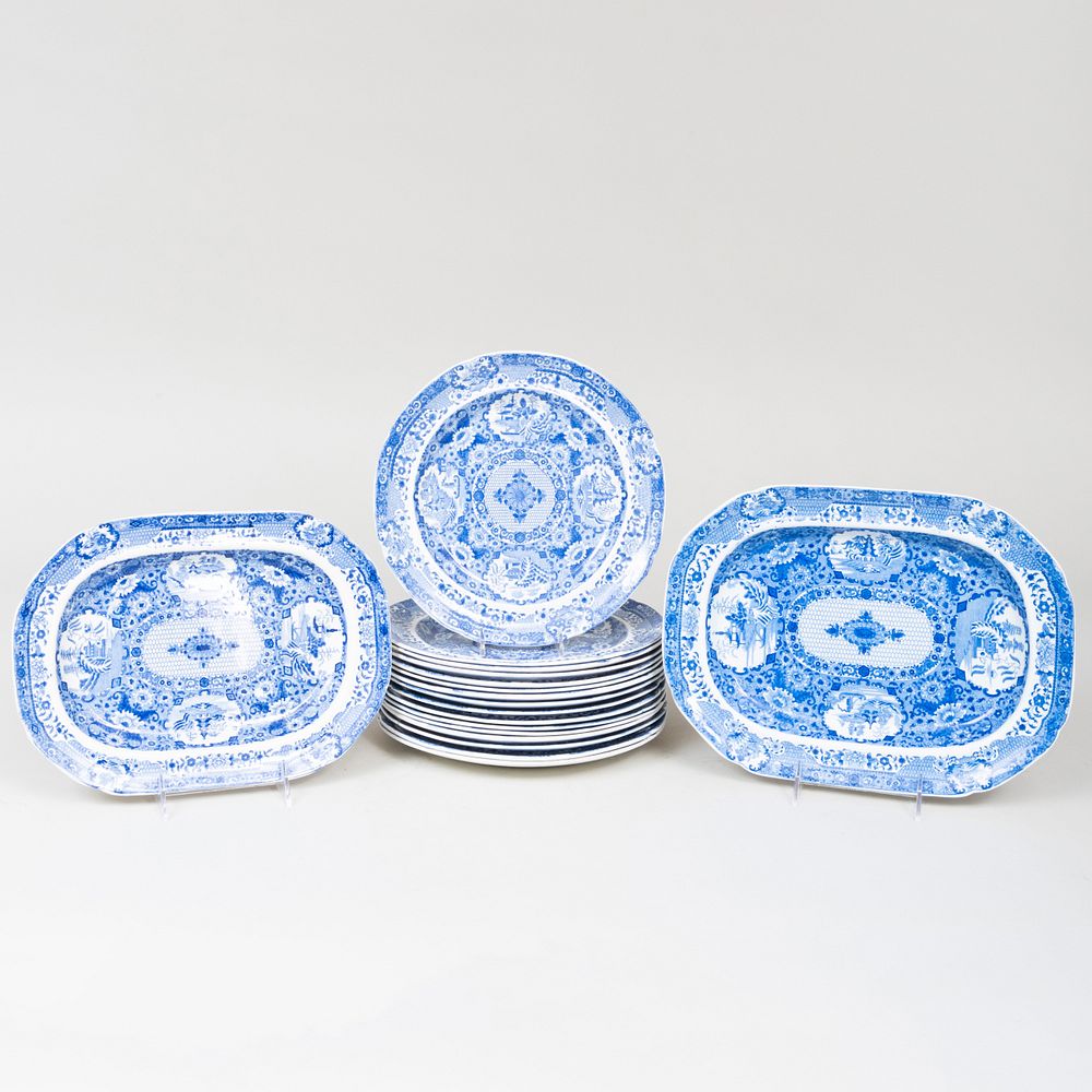 Appraisal: Spode Blue and White Transferware Part Service in a Chinoiserie