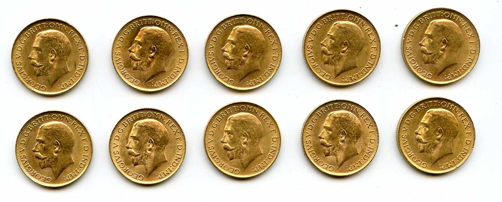 Appraisal: South Africa George V Sovereigns -SA KM- A large lot