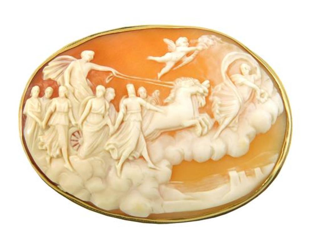 Appraisal: JEWELRY K gold antique cameo brooch tested K yellow gold