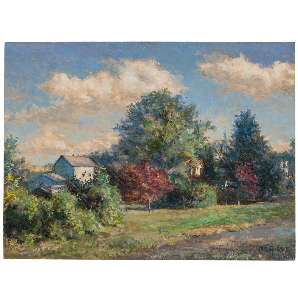 Appraisal: Nathaniel K Gibbs Fall Afternoon oil American - Oil on